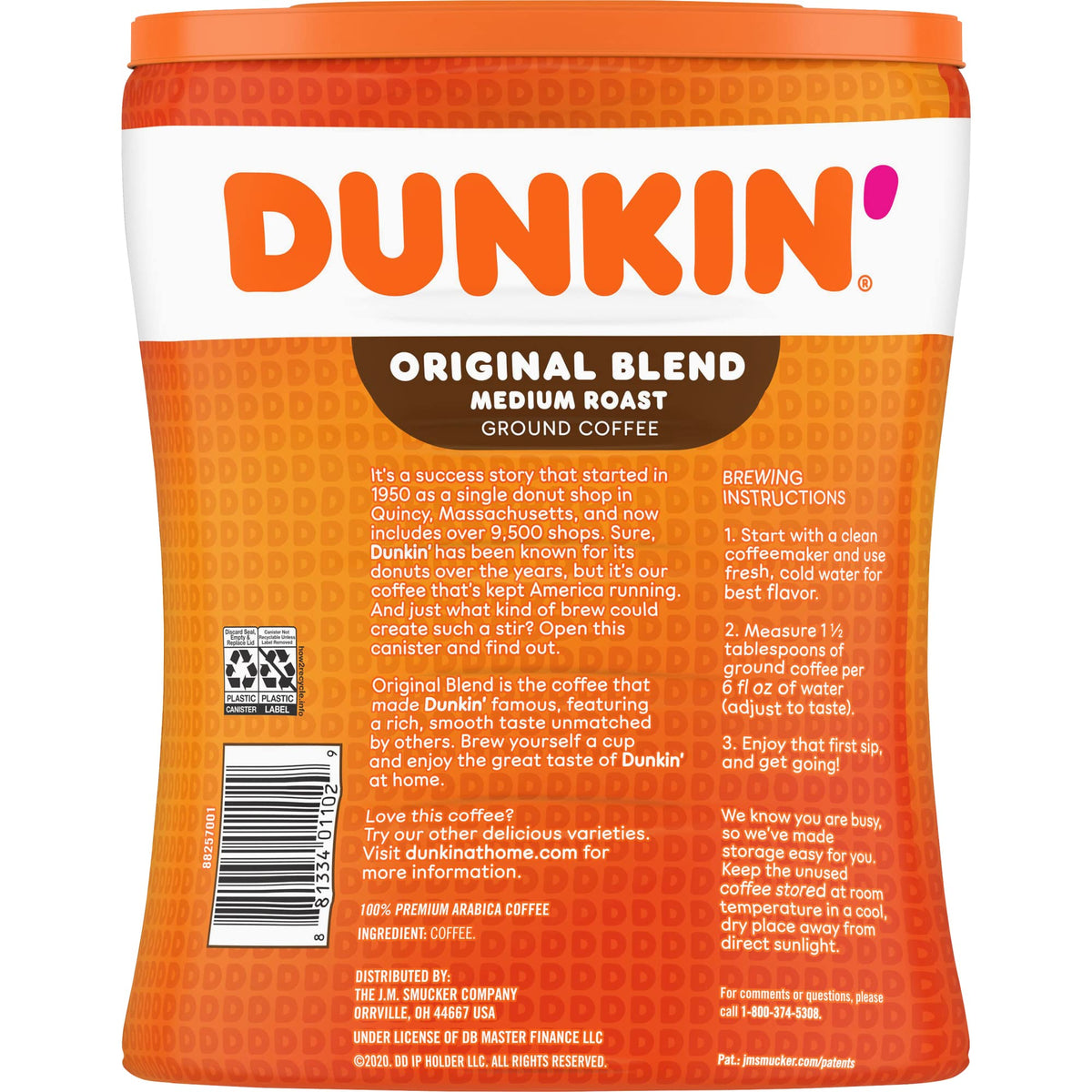 Dunkin' Original Blend hot coffee pour captures smooth, medium roast profile