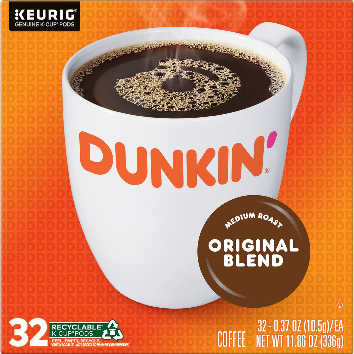Open Dunkin Original Blend box releasing inviting coffee aroma