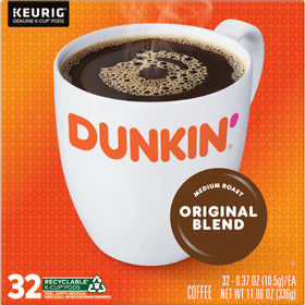 Open Dunkin Original Blend box releasing inviting coffee aroma