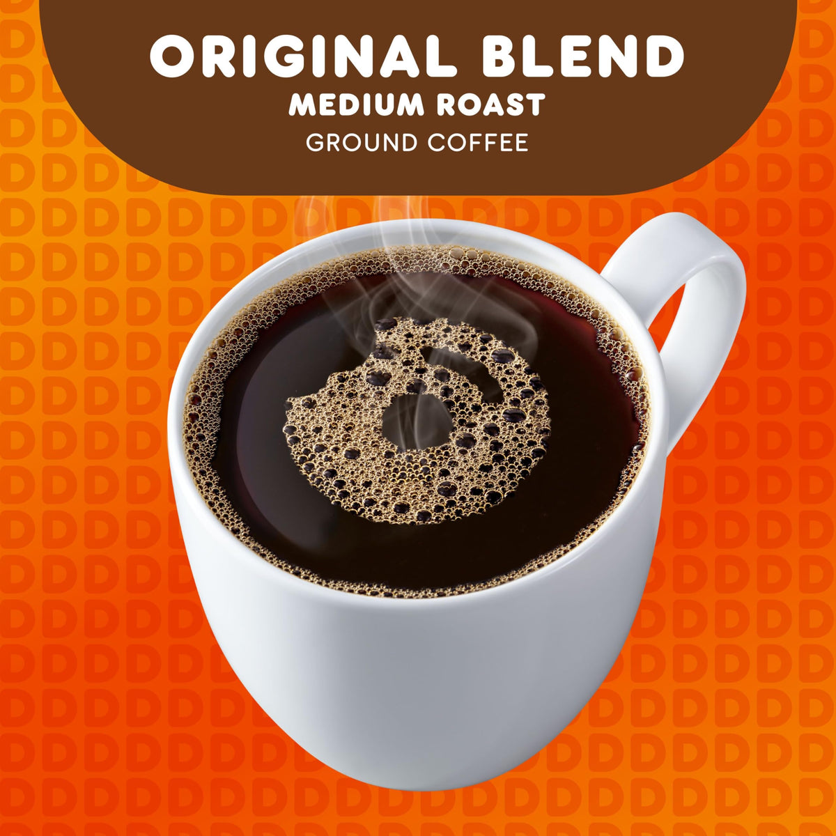 Brewing a Dunkin Original Blend medium roast into a steaming cup