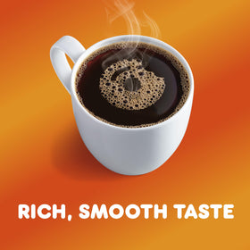 Steaming mug of Dunkin Original Blend after a fresh brew.