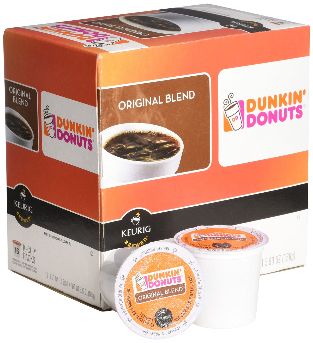 Dunkin Original Flavor K-Cups cups in a drawer, ideal for consistent home brewing.