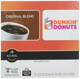 Dunkin Original Flavor K-Cups brewing in Keurig, fast coffee at home or office.