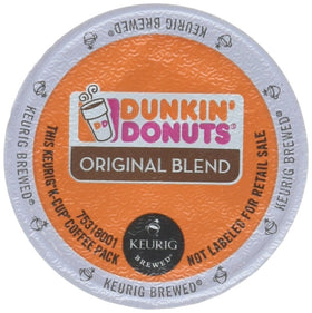 Dunkin Original Flavor K-Cups packaging on a shelf, convenient for quick, reliable mornings.