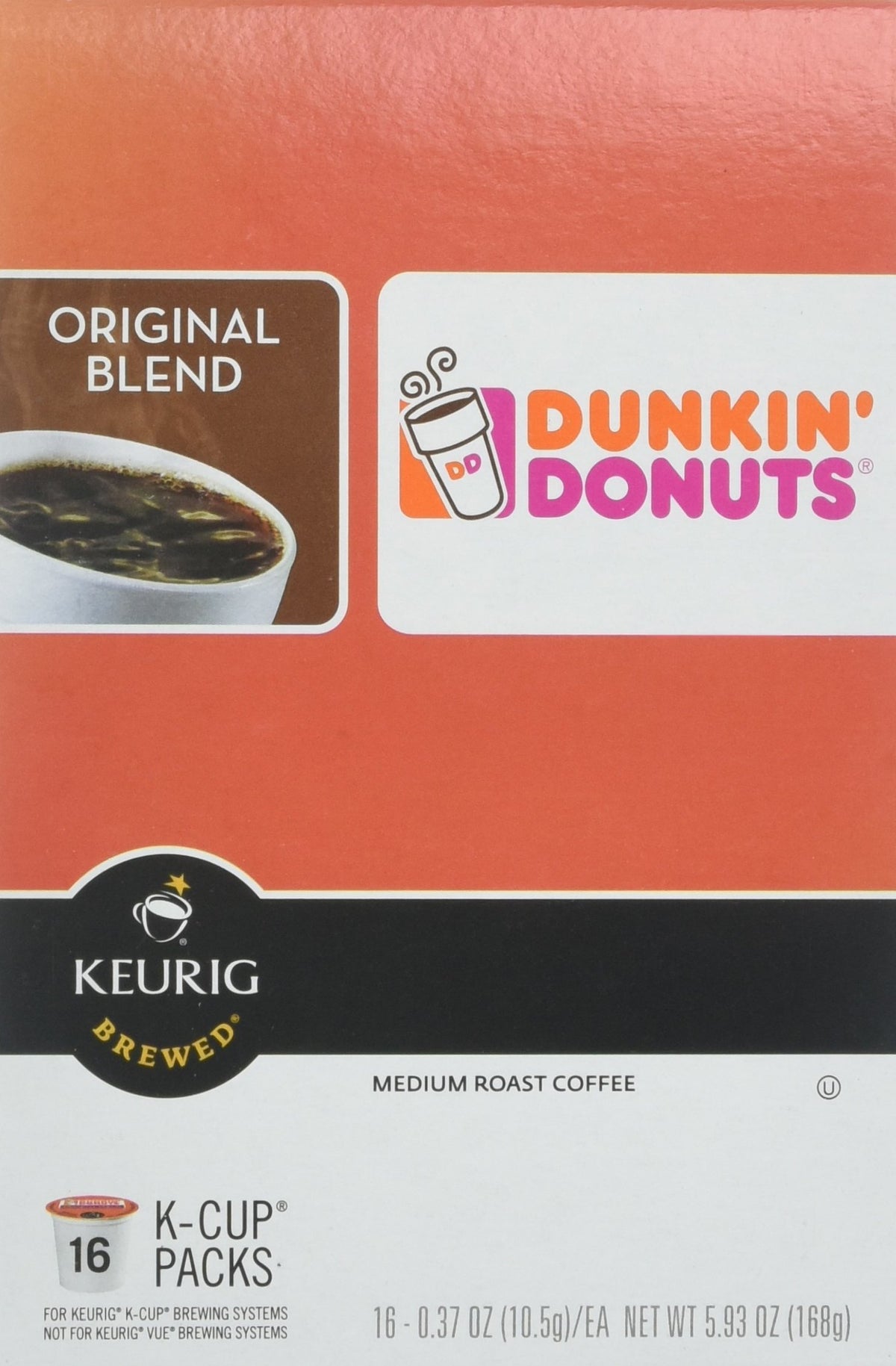 Dunkin Original Flavor K-Cups sealed freshness pack, keeps aroma intact.