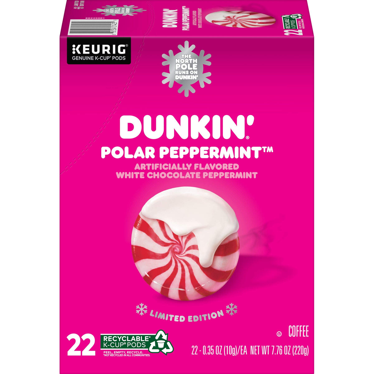 Dunkin Polar Peppermint K-Cup box for holiday mornings and easy brewing