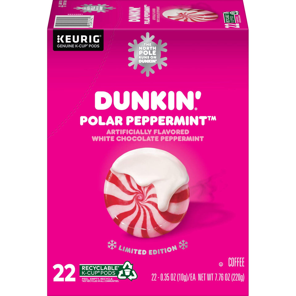 Dunkin Polar Peppermint K-Cup box for holiday mornings and easy brewing