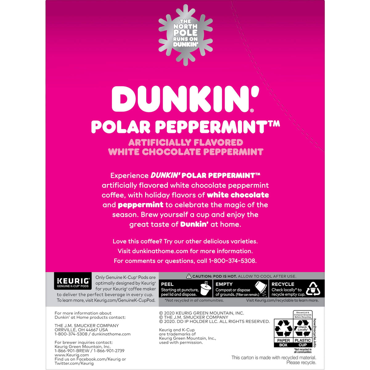 Dunkin Polar Peppermint K-Cup pod for Keurig brewing convenience