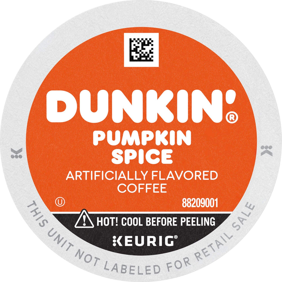 Dunkin Pumpkin Spice coffee cup with steam, ideal for fall mornings.
