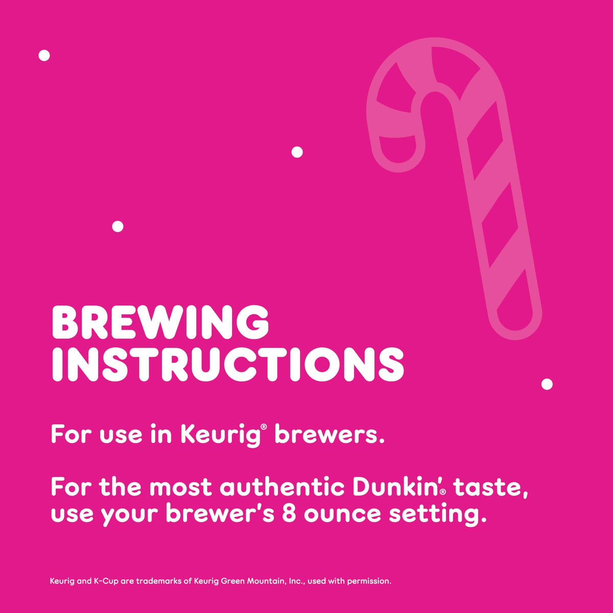 Dunkin White Chocolate Peppermint pods closeup showing flavor notes.