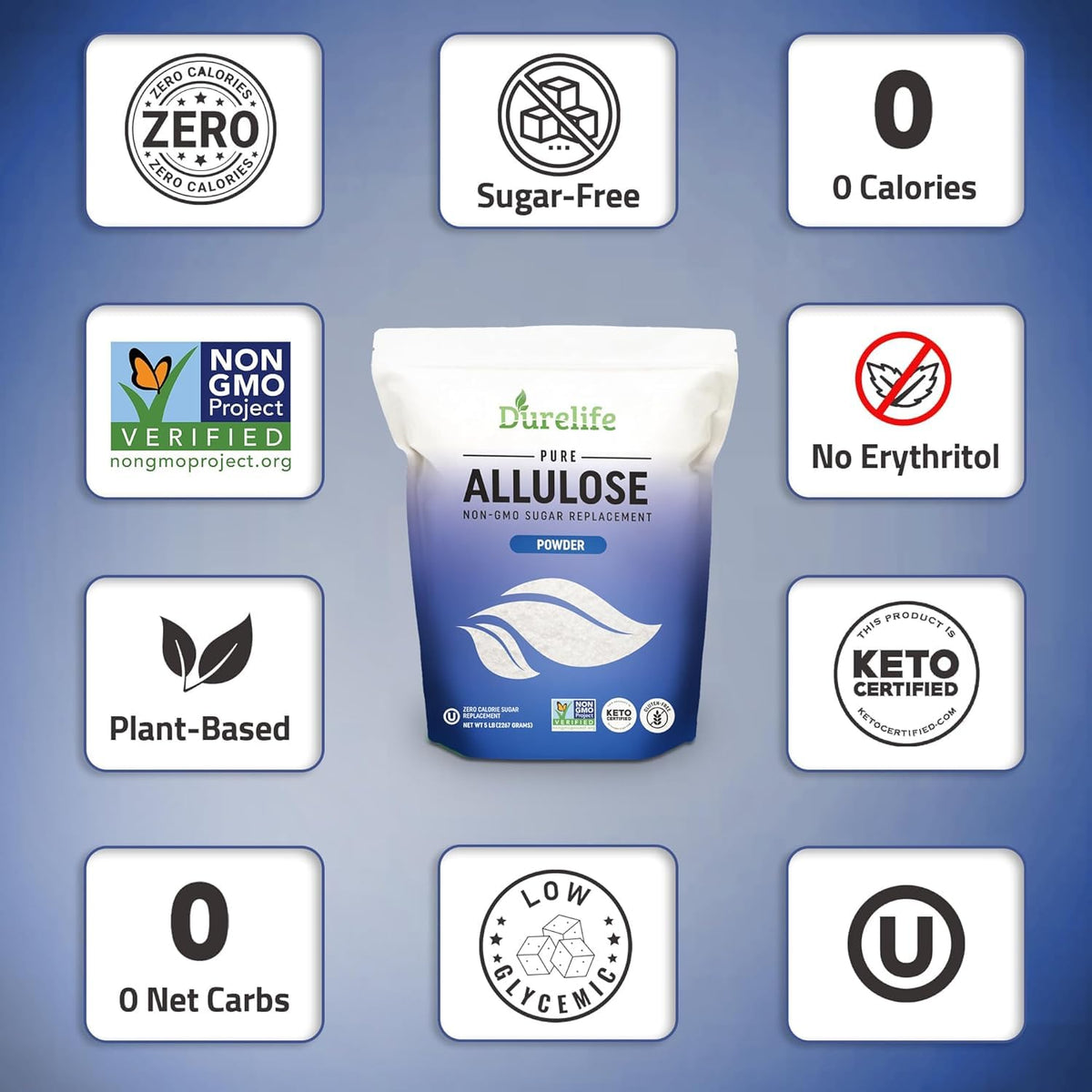 DureLife Allulose Sweetener in tea cup showing easy sweetening without calories