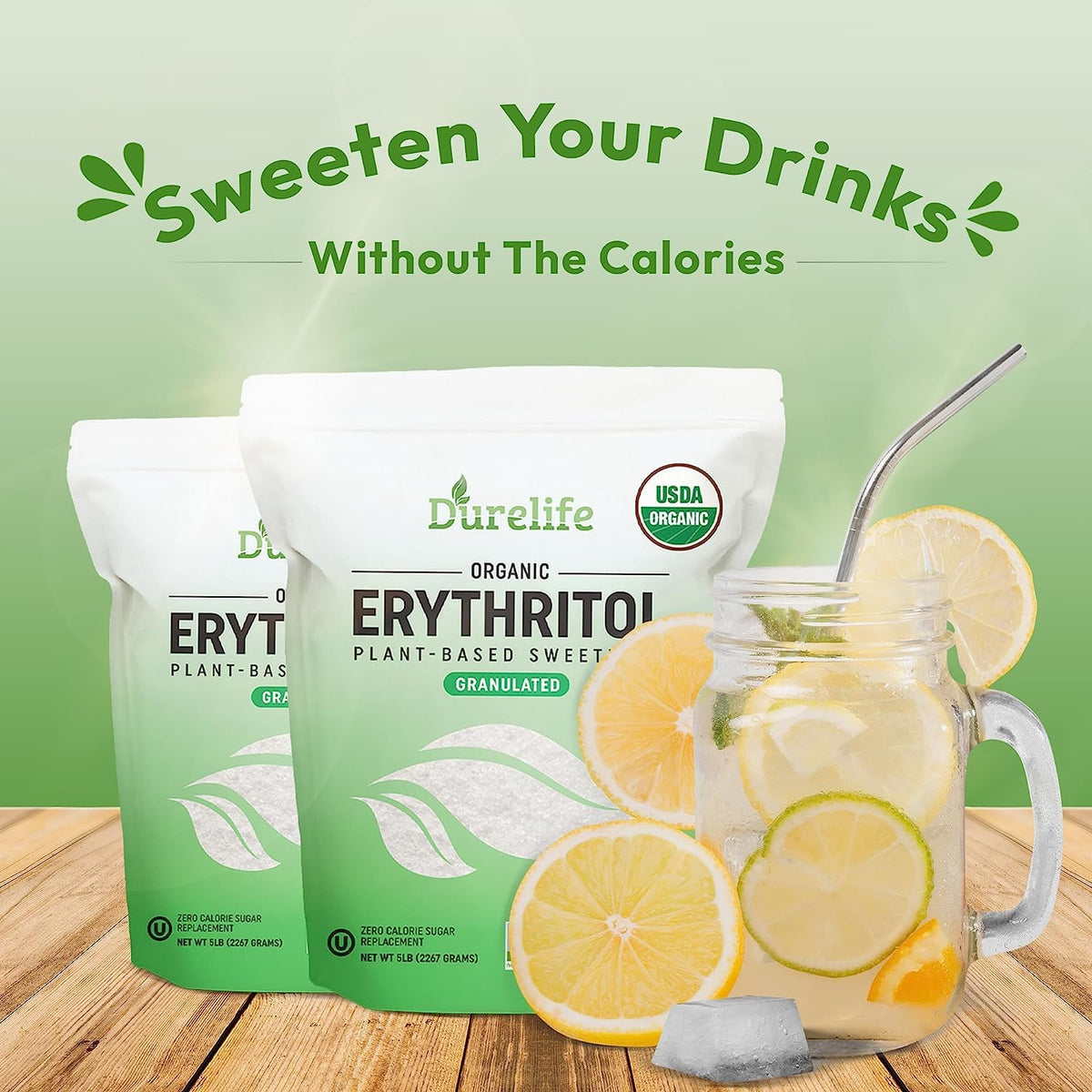DureLife erythritol cups-coffee, zero-calorie substitute delivering sugar-like taste in hot drinks