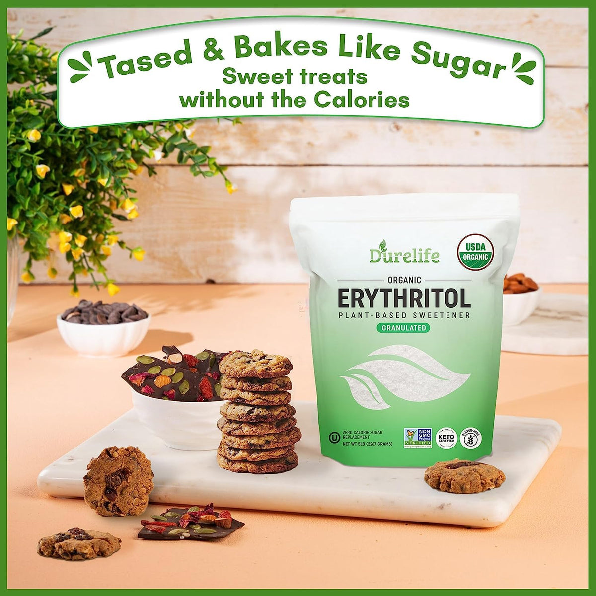 DureLife erythritol zero-calorie sweetener, crave-satisfying sweetness without calories