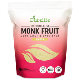 DureLife Golden Monk Fruit Sweetener 1:1 sugar substitute enables guilt-free treats.