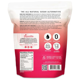 DureLife Golden Monk Fruit Sweetener bottle pour demonstrates easy 1:1 sugar replacement.