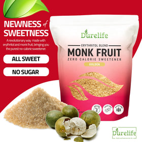 DureLife Golden Monk Fruit granules ready for everyday baking and desserts.