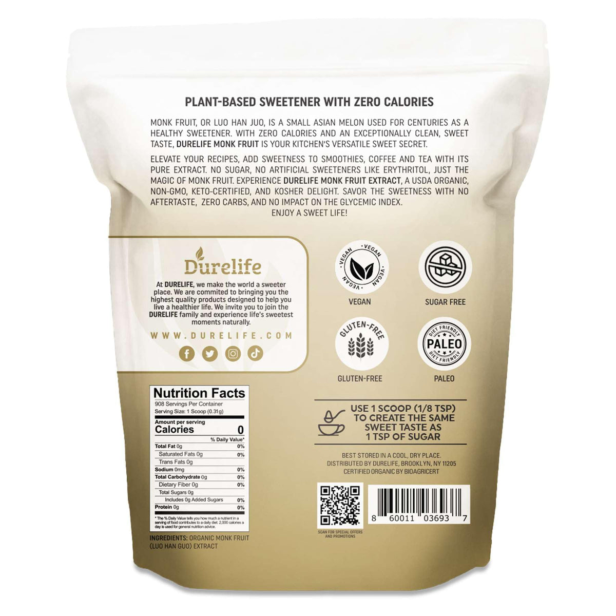 Close up of DureLife packaging highlights Non-GMO Project Verified status