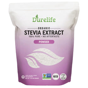 DureLife pure stevia extract bottle with zero-calorie sweetness.
