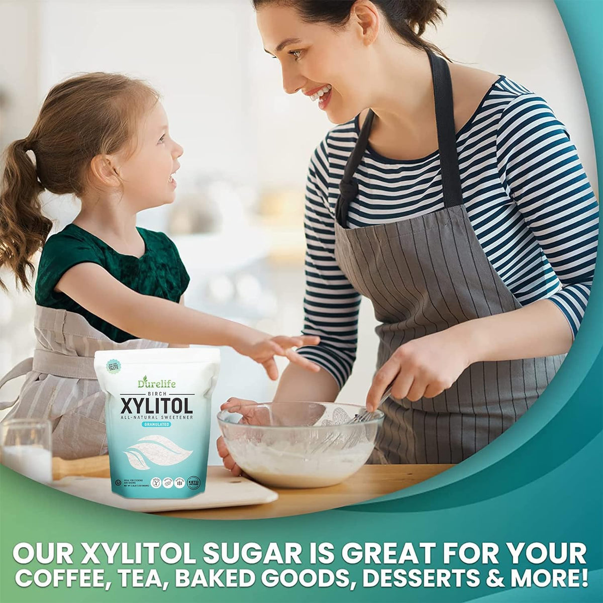 DureLife xylitol in baking dough, 1:1 sugar replacement.