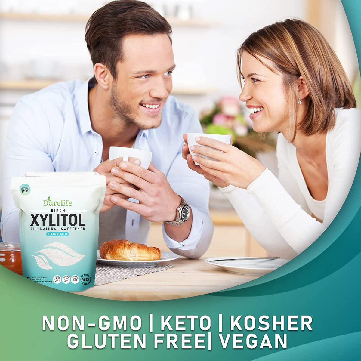 DureLife Xylitol dissolving smoothly in tea for clean sweetness.