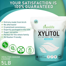 DureLife Xylitol kitchen scene highlighting gluten-free keto-friendly sweetener.