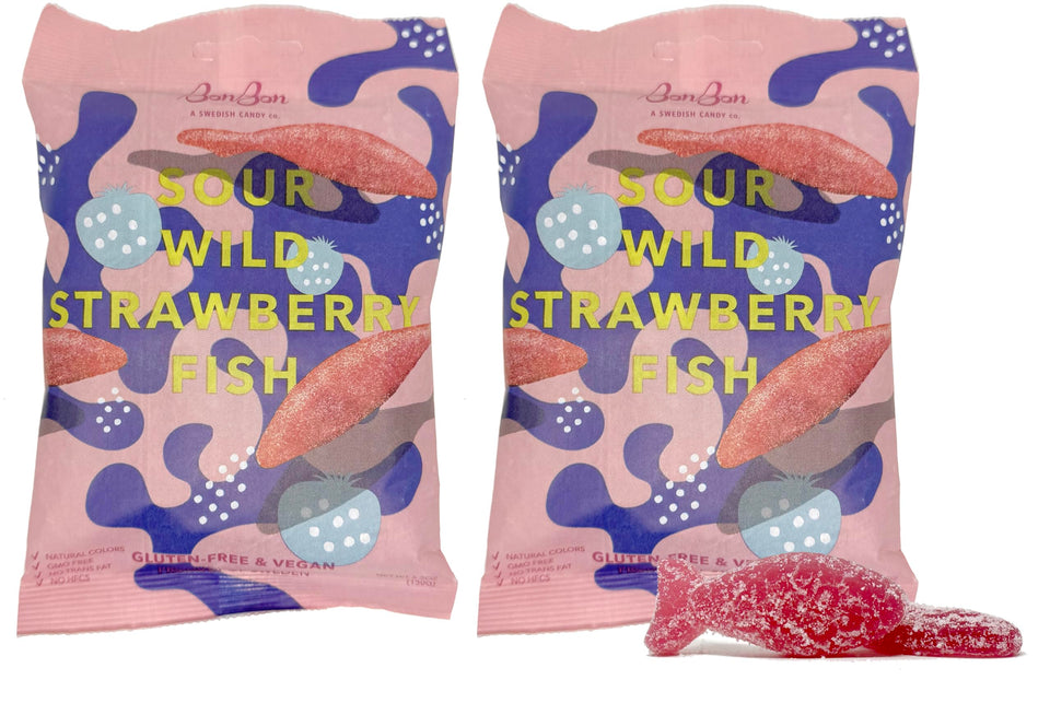 Durham Sour Wild Strawberry Fish packaging highlights vibrant colors, great for gifting