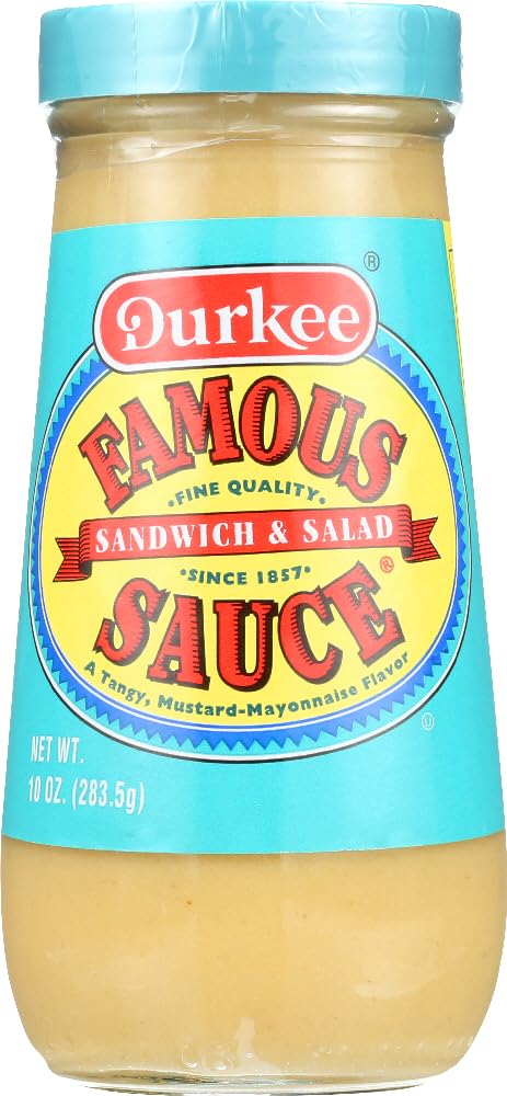 Durkee Famous Sandwich Sauce 2-pack bottles on a kitchen counter for quick flavor boosts.