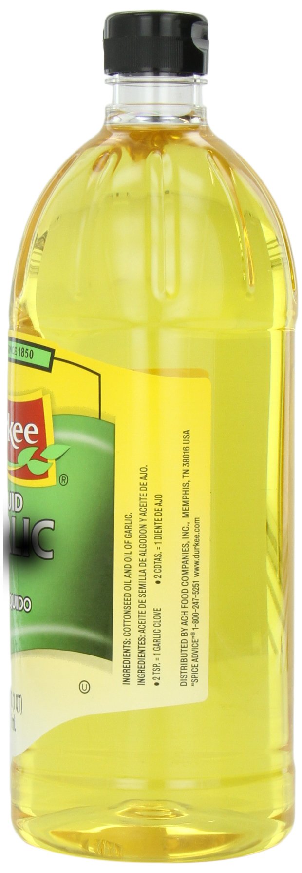 Durkee Liquid Garlic closeup of flakes, preserving natural oils for richer cooking.