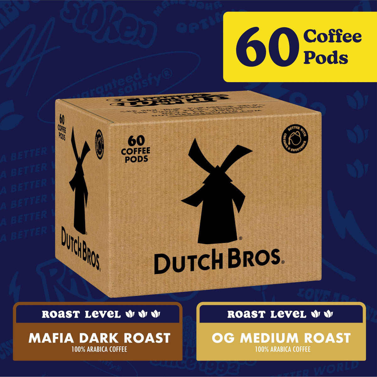 Dutch Bros 60-count coffee pods box ready for daily Keurig brews.