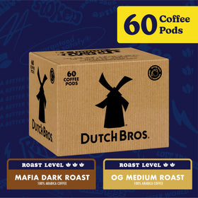 Dutch Bros 60-count coffee pods box ready for daily Keurig brews.
