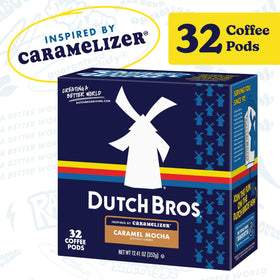Box of Dutch Bros Caramel Mocha pods, 32-count, ready for daily Keurig brews