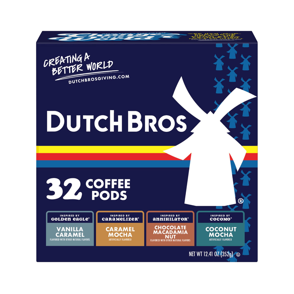 Dutch Bros Caramel Mocha pods box for quick, flavorful mornings.