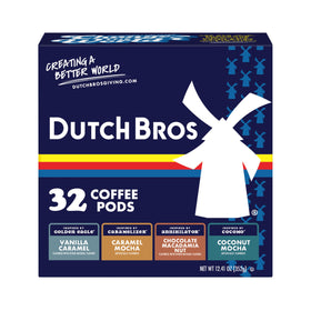 Dutch Bros Caramel Mocha pods box for quick, flavorful mornings.