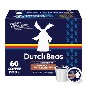 Dutch Bros Chocolate Macadamia Nut coffee pods box front showing 60-count package