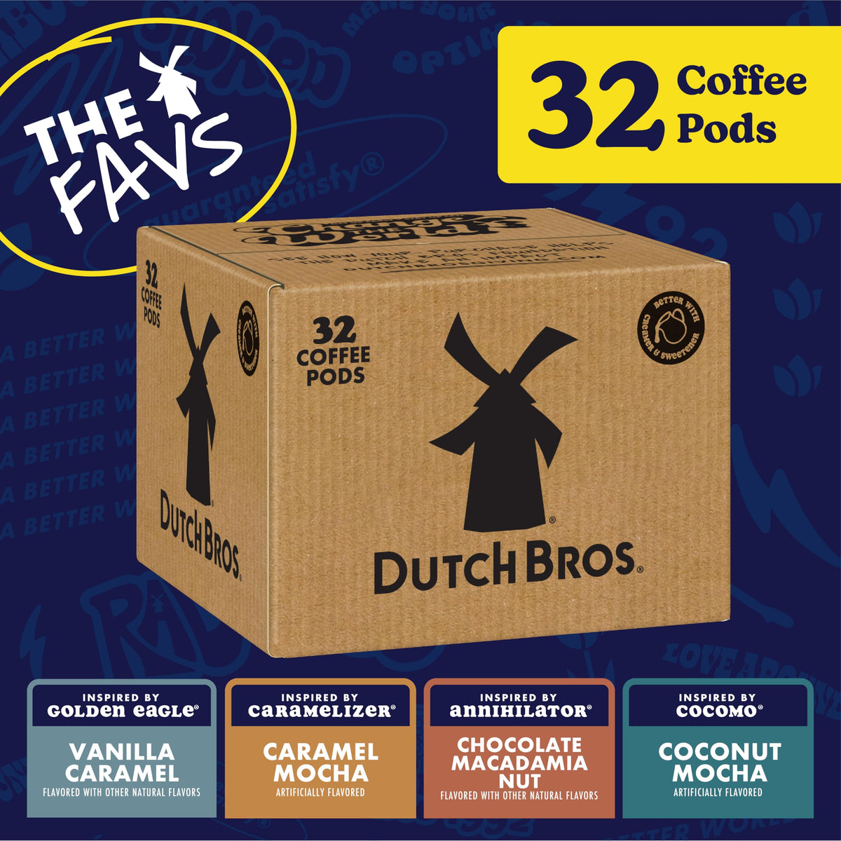 Dutch Bros Chocolate Macadamia Nut pods box adds indulgent nutty notes.