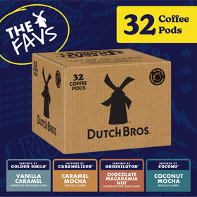 Dutch Bros Chocolate Macadamia Nut pods box adds indulgent nutty notes.