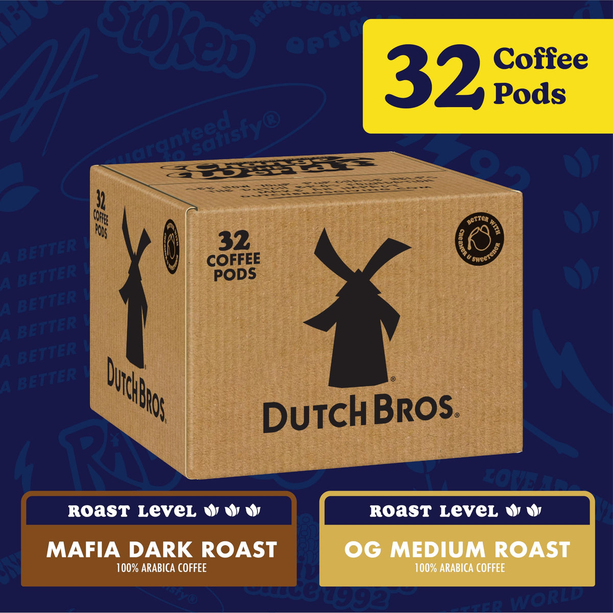 Dutch Bros Mafia Dark Roast cup with full-bodied, chocolate malt aroma.