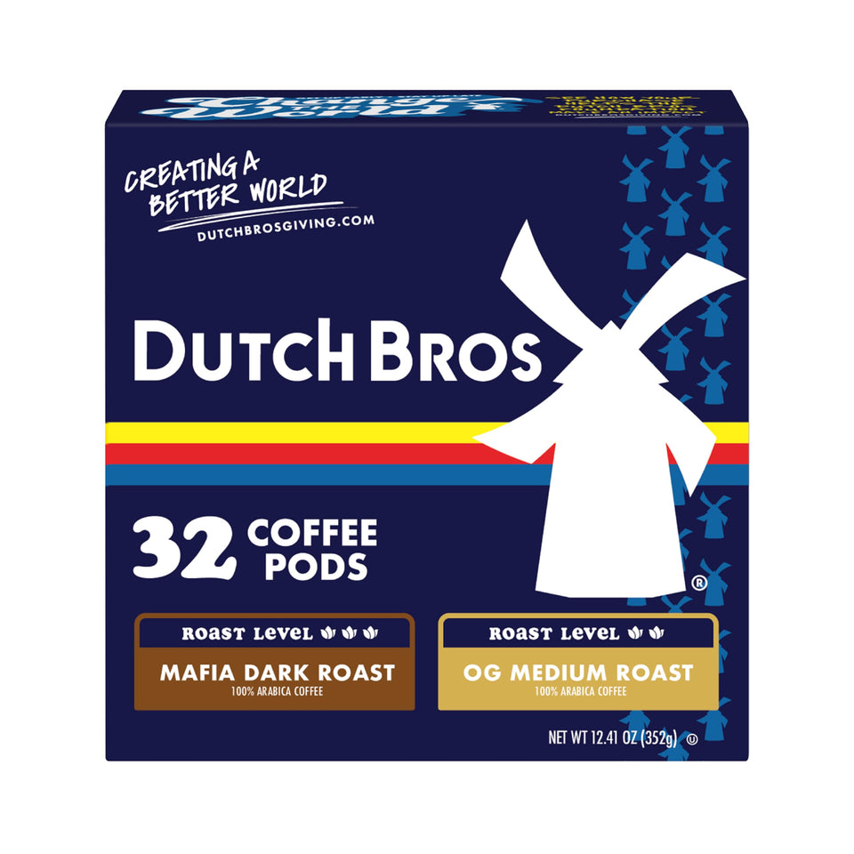 Dutch Bros Variety Pack 32 pods for Keurig, versatile morning caffeine options.