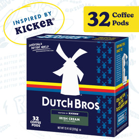 Dutch Bros Irish Cream pods in a 32-count box for everyday use.