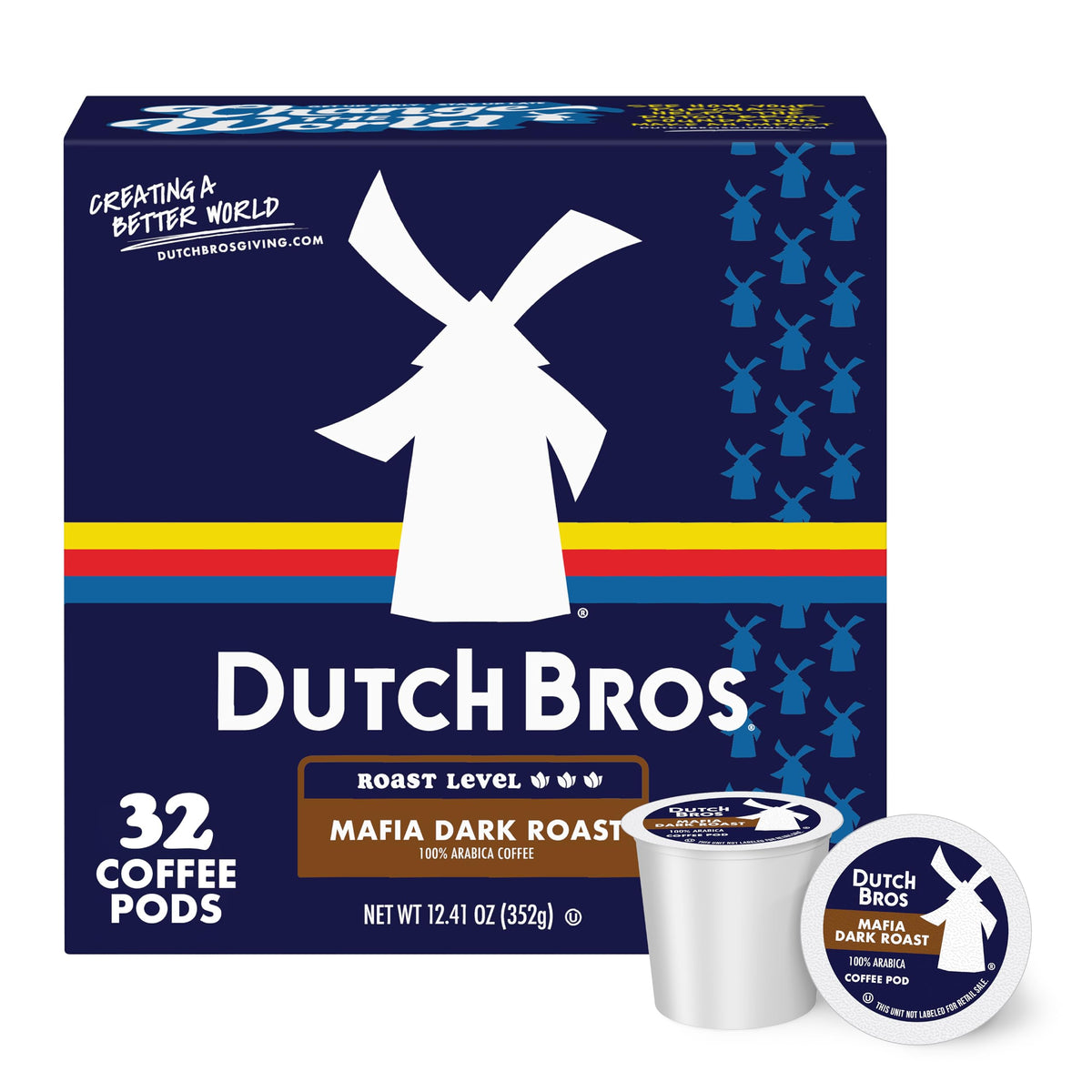 Dutch Bros Mafia Dark Roast box front showing bold coffee for a rich morning ritual