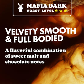 Dutch Bros Mafia Dark Roast coffee cup ready to sip with bold flavor.