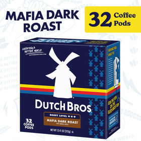 Dutch Bros Mafia Dark Roast pod close-up highlighting velvety body and chocolate notes