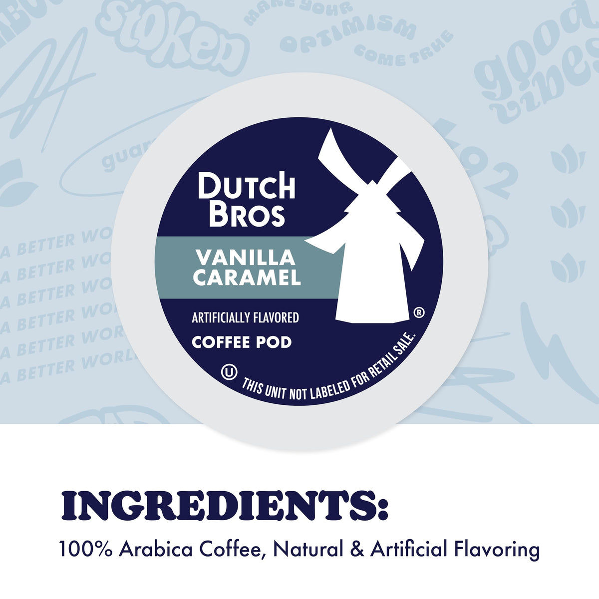 Dutch Bros Vanilla Caramel flavor label ready for display and gifting