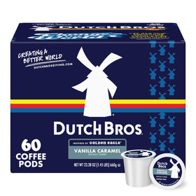 Dutch Bros Vanilla Caramel Golden Eagle pods box for convenient home brewing