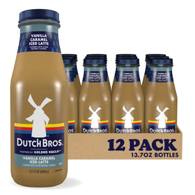 Dutch Bros Vanilla Caramel Iced Latte bottle, refreshing at home