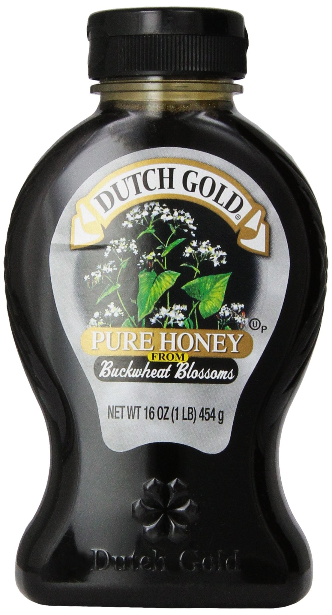 Dutch Gold Honey Buckwheat jar shows premium buckwheat honey, great for toast and tea
