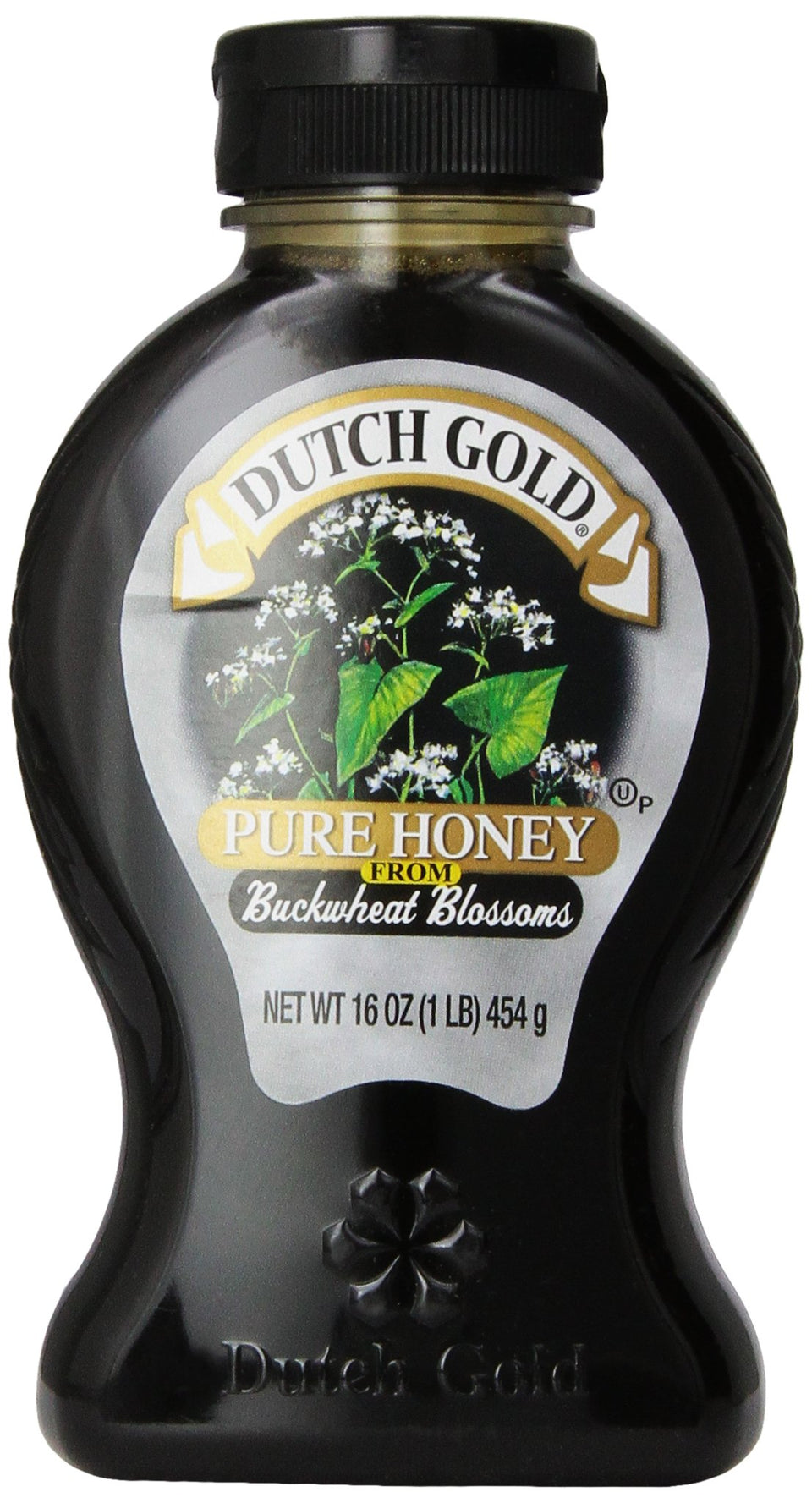 Dutch Gold Honey Buckwheat jar shows premium buckwheat honey, great for toast and tea