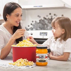 Dutchman's Popcorn Coconut Oil pairs with the Perfect Theater Popcorn Recipe.