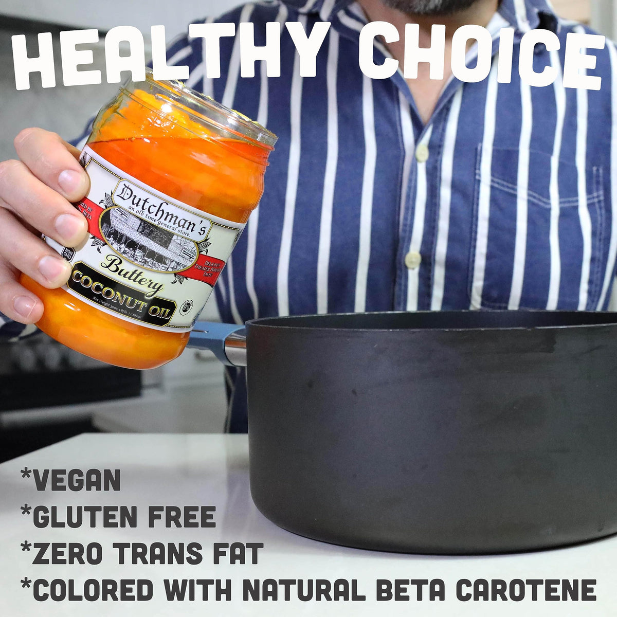 Dutchman's Popcorn Coconut Oil contains zero trans fats, offering a lighter snack option.