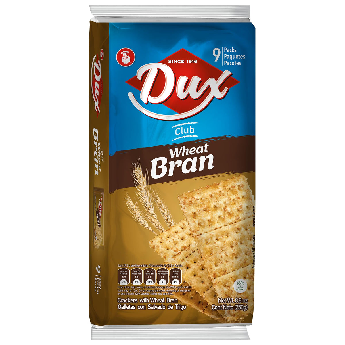 DUX Wheat Crackers high-fiber bite pairs nicely with cheese.